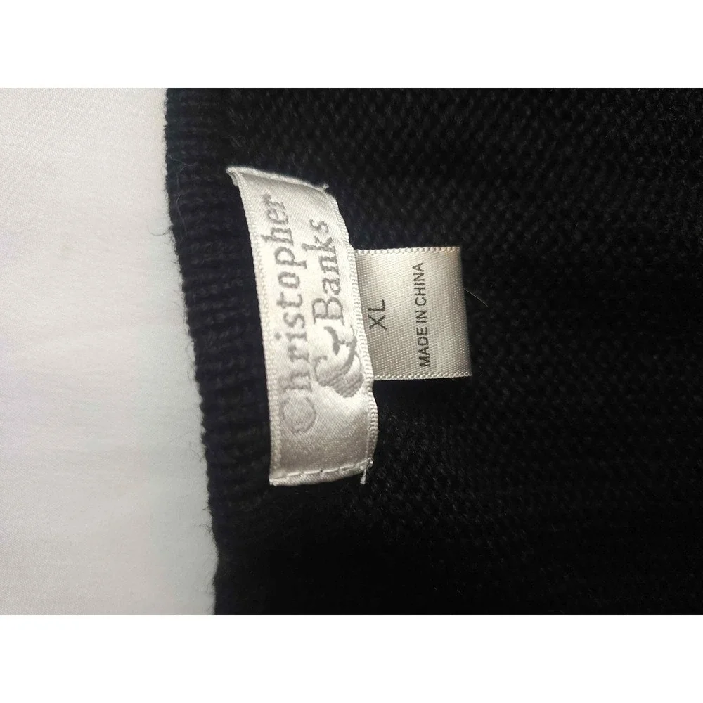 Christopher Banks Womens XL Black Short Sleeve Zip Front Cardigan